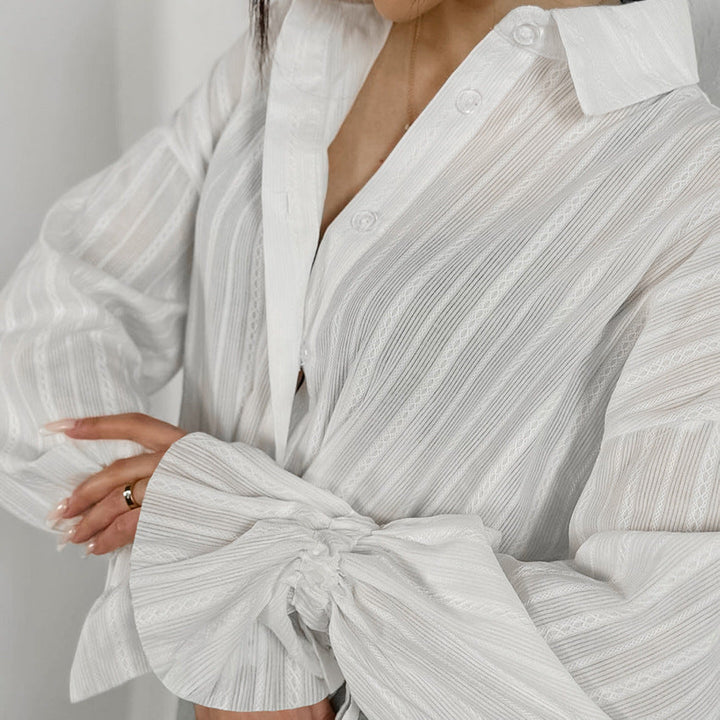 Mirela | Gestreifte Bluse mit Bindemanschetten