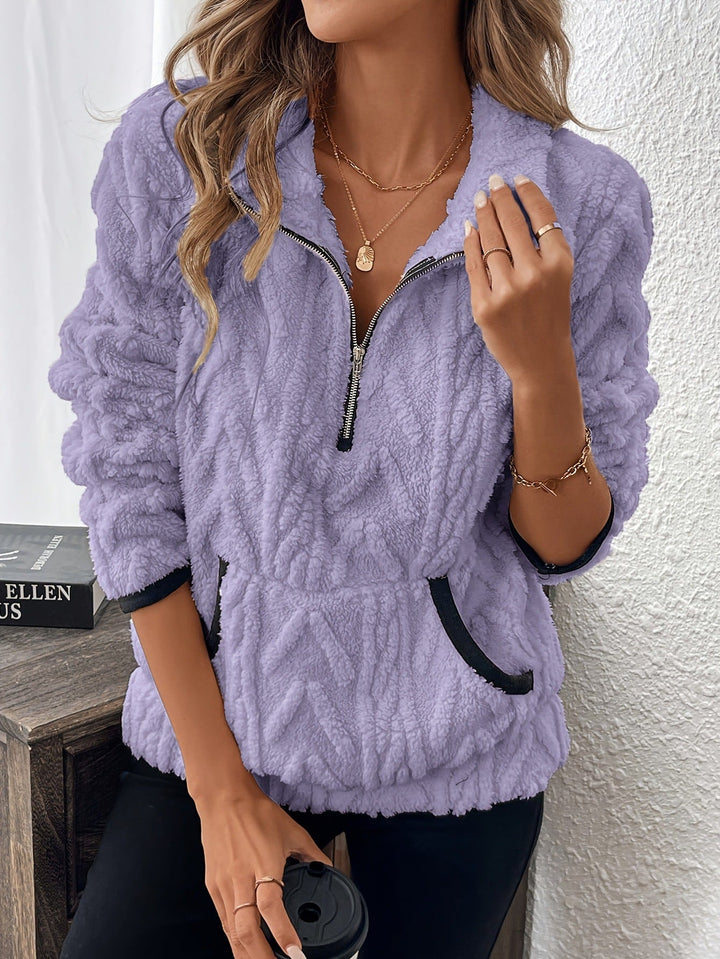 Lena | Flauschiges Half-Zip Sweatshirt mit Tasche
