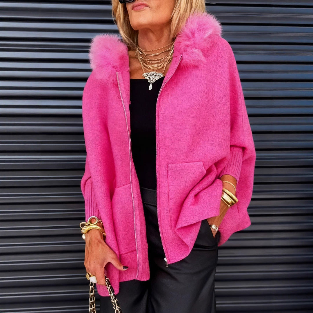 Faye | Stylische Damenjacke Mit Flauschigem Kragen