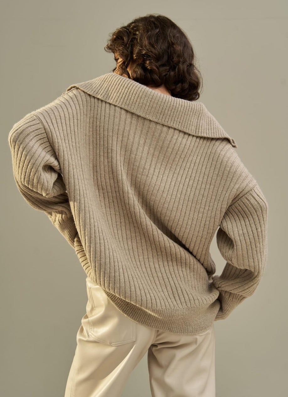 Julia | Damenpullover mit halbem Reißverschluss oversized