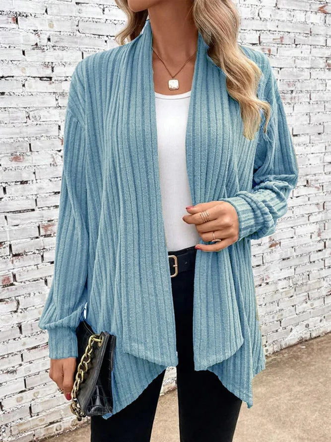 Johanna | Lässige Drapierte Cardigan aus Rippstoff