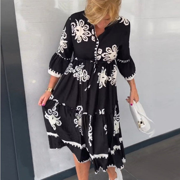 Mona V-neck bedrucktes Kleid für elegante Sommermomente