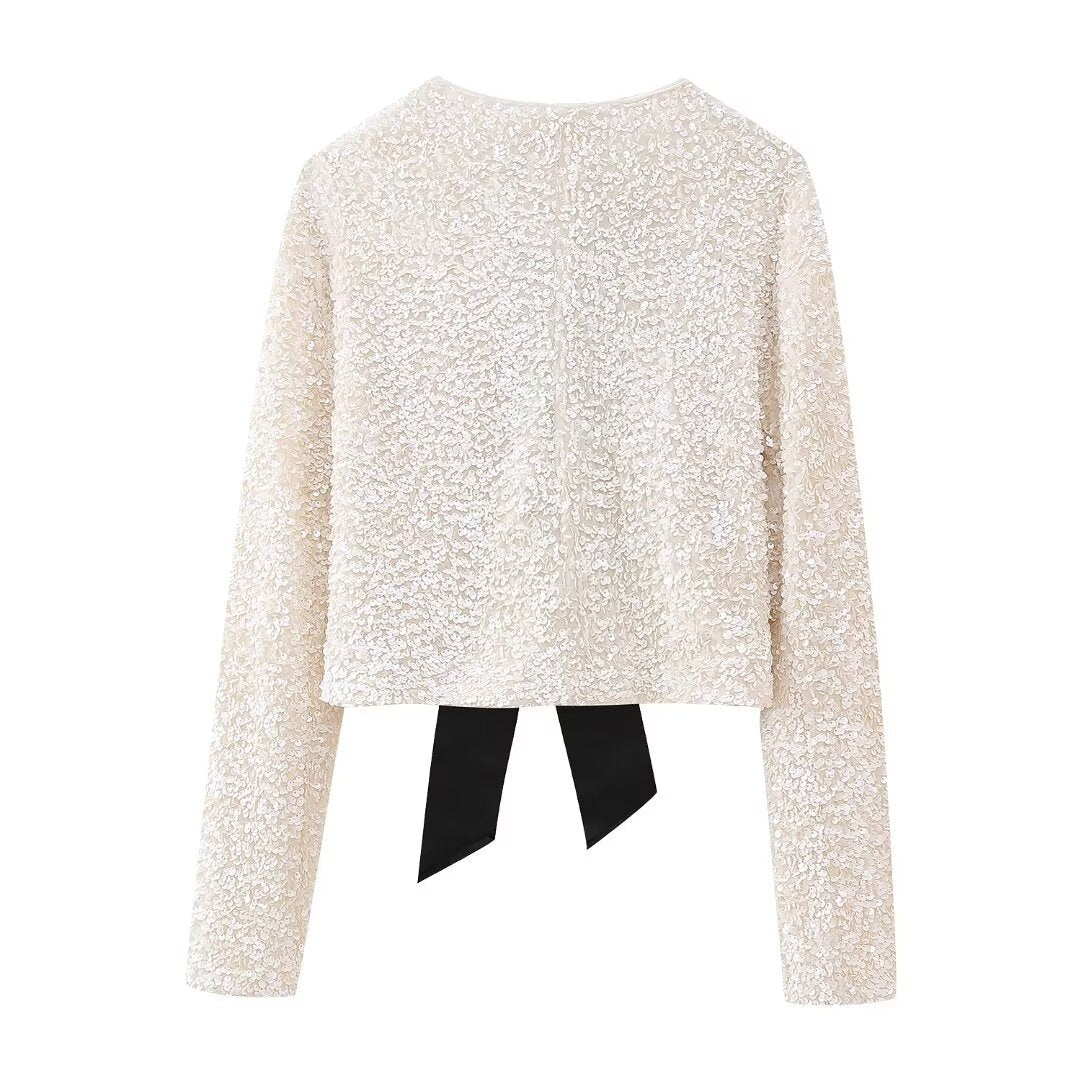 Anna | Cardigan mit Schleifen- und Pailletten-Details