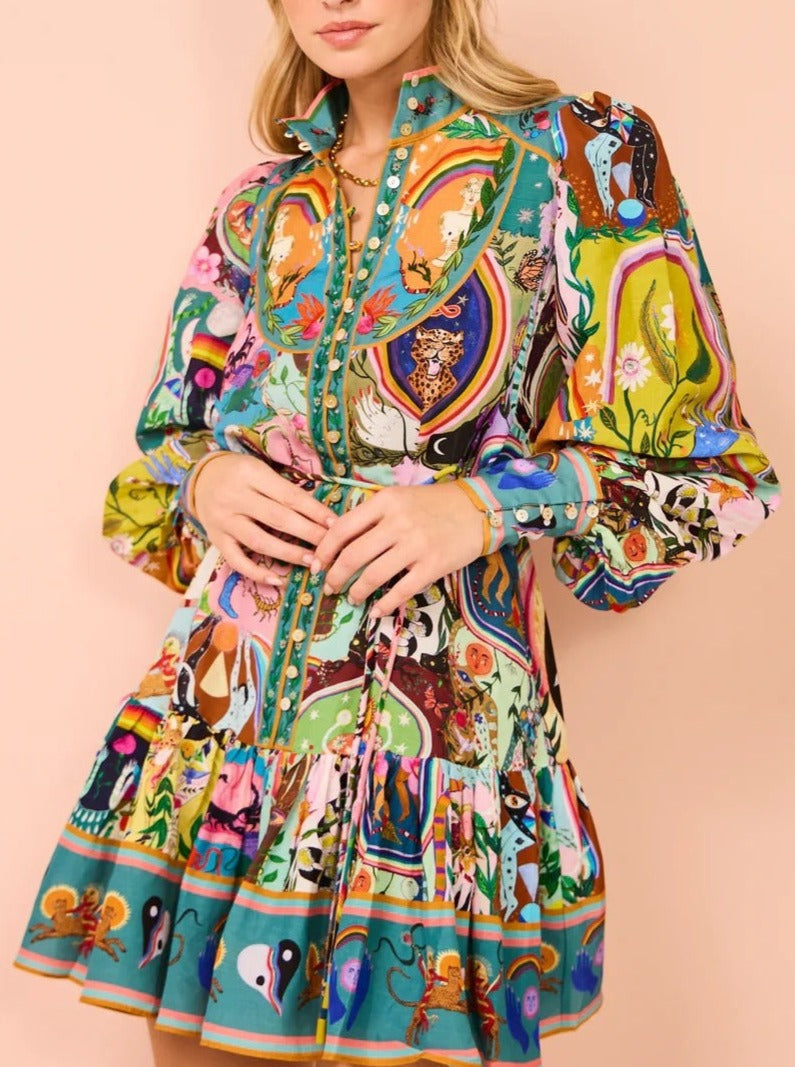 Lässige Mode Bedruckte Strickjacke Temperament Vielseitiges Kleid
