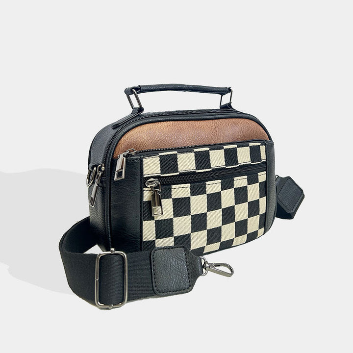 Nina | Stylishe Damen Schultertasche mit Schachbrettmuster