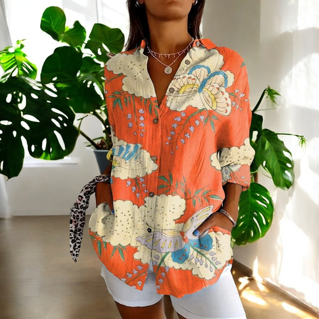 Jadelyn | Stilvolle Vintage-Bluse mit floralem Muster für Damen