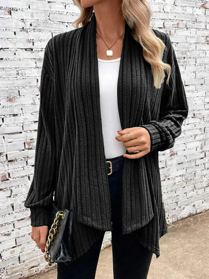Johanna | Lässige Drapierte Cardigan aus Rippstoff