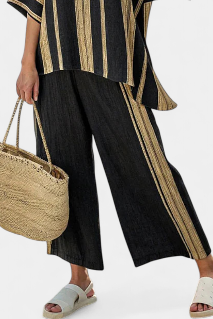 Bianca | Gestreiftes Oversize Top mit Leinenhose