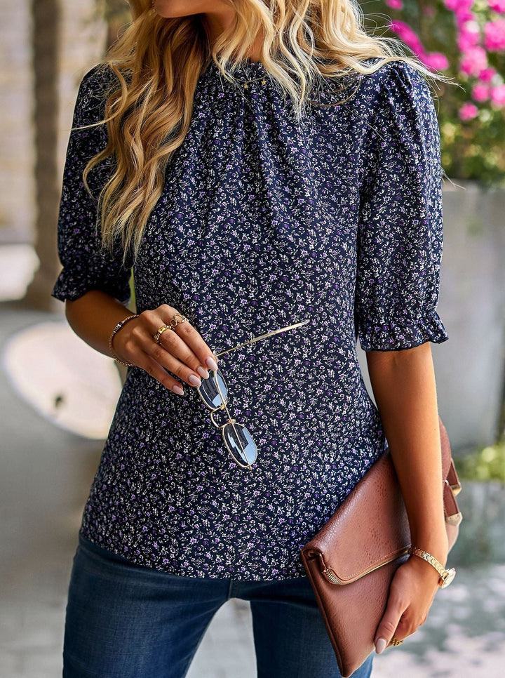 Lässiges Top mit Blumenmuster und Puffärmel
