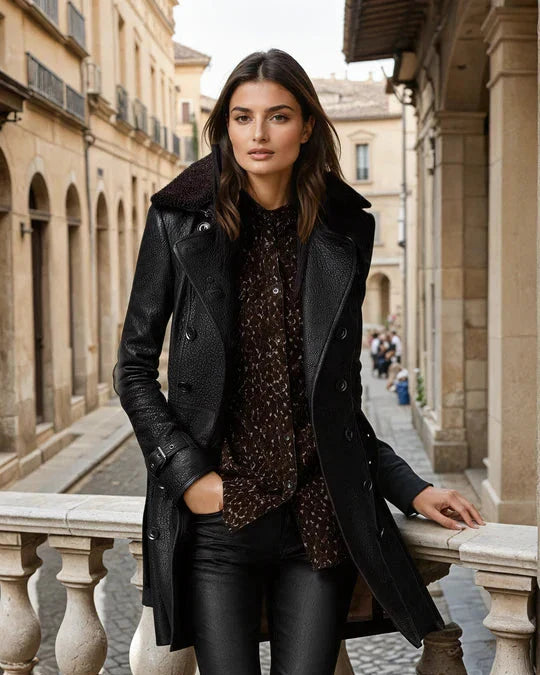 Yara | Klassischer Trenchcoat aus echtem Leder