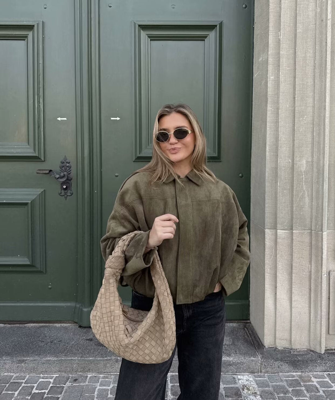 Lina | Stylische Wildlederjacke Damen im Pilotenlook