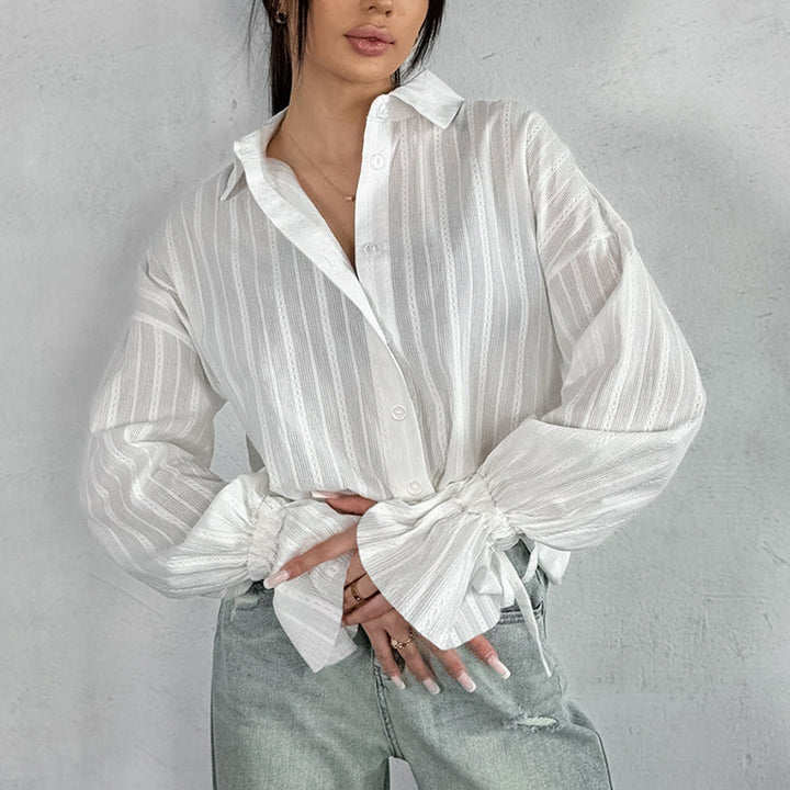 Mirela | Gestreifte Bluse mit Bindemanschetten