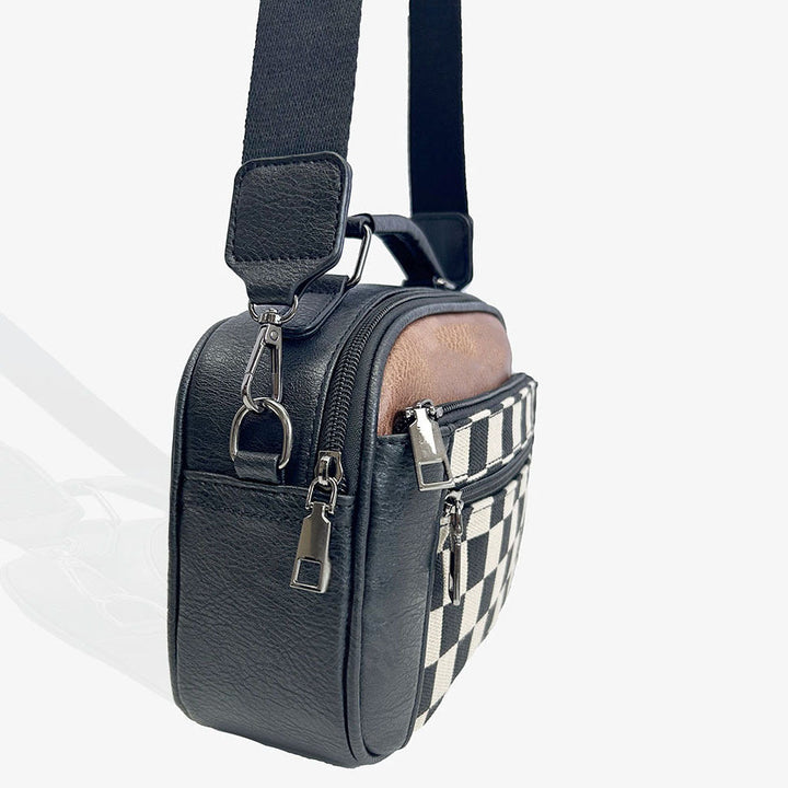 Nina | Stylishe Damen Schultertasche mit Schachbrettmuster