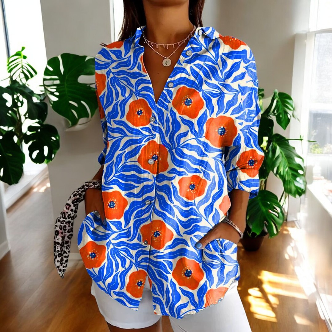 Jadelyn | Stilvolle Vintage-Bluse mit floralem Muster für Damen