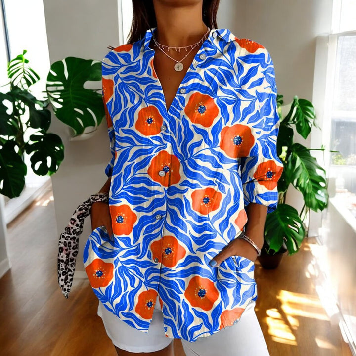 Jadelyn | Stilvolle Vintage-Bluse mit floralem Muster für Damen