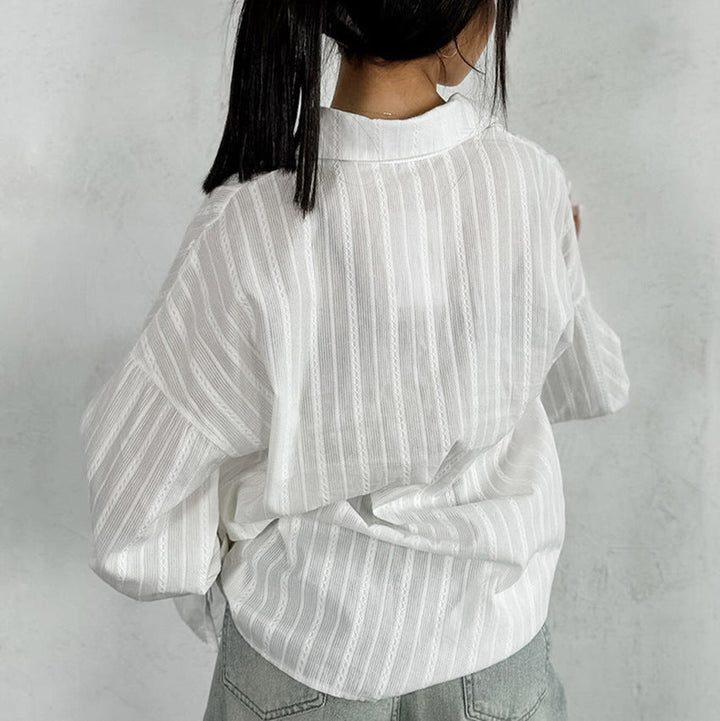 Mirela | Gestreifte Bluse mit Bindemanschetten