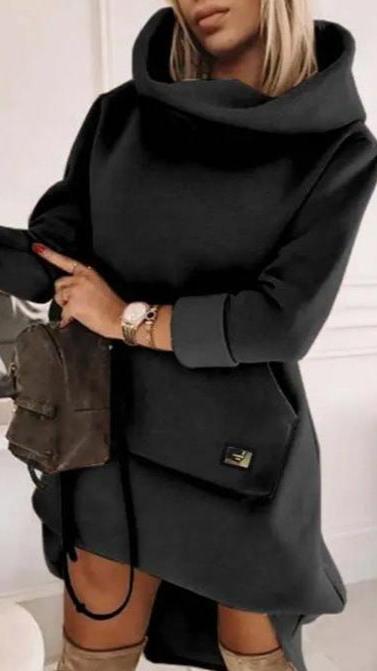 Maya Winter | Langärmeliges Kapuzenkleid für Damen