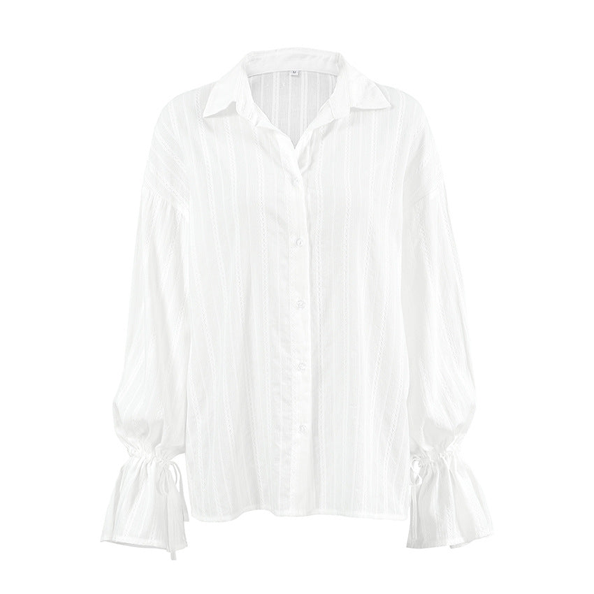 Mirela | Gestreifte Bluse mit Bindemanschetten