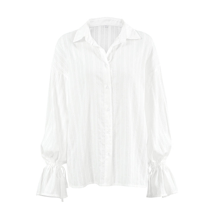 Mirela | Gestreifte Bluse mit Bindemanschetten