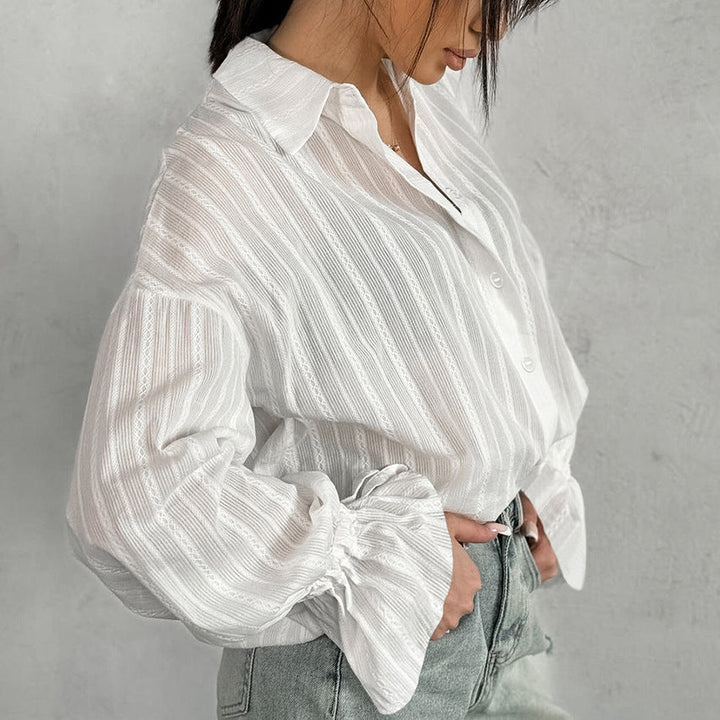 Mirela | Gestreifte Bluse mit Bindemanschetten