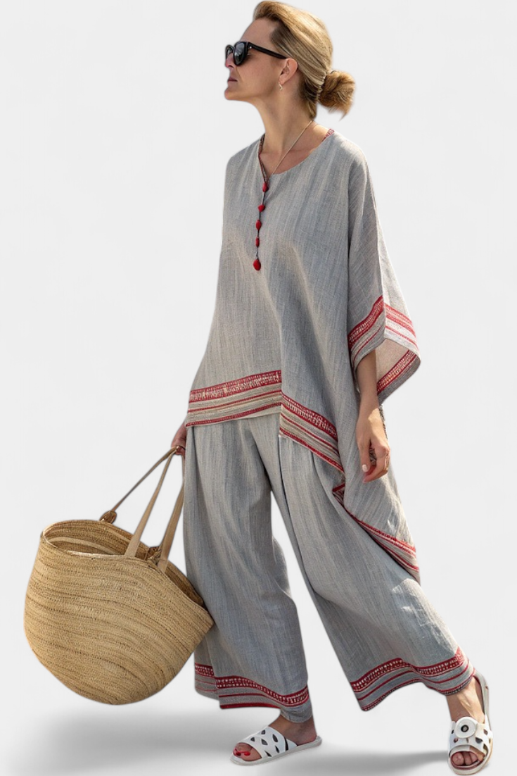 Amara | Elegante Asymmetrische Bluse mit Weithose
