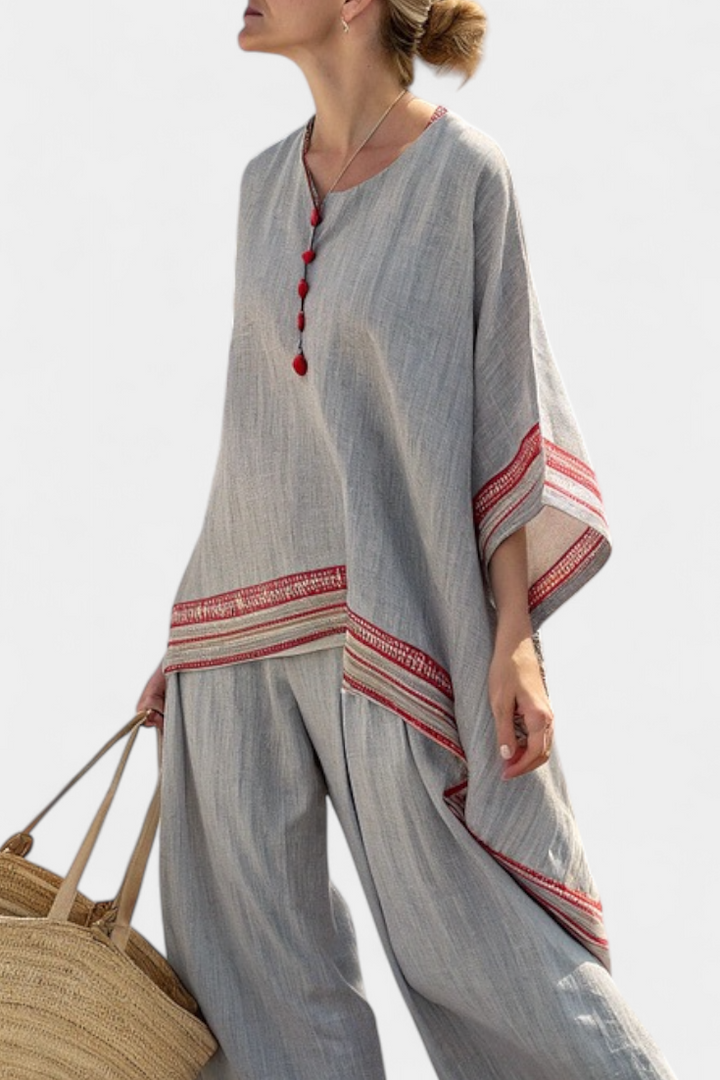 Amara | Elegante Asymmetrische Bluse mit Weithose