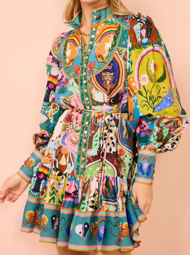 Lässige Mode Bedruckte Strickjacke Temperament Vielseitiges Kleid