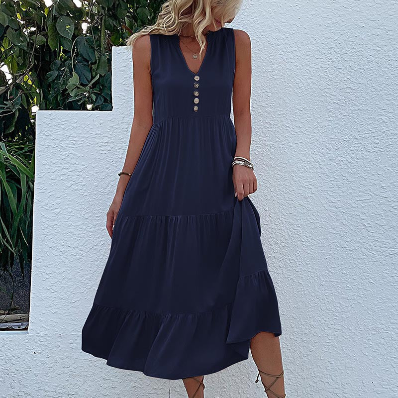Smock-Kleid | Bequemes Freizeitkleid mit Knöpfen