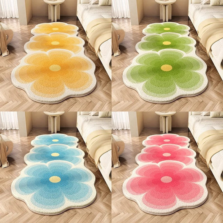 Floraler Fließteppich für Wohnzimmer mit modernem Design