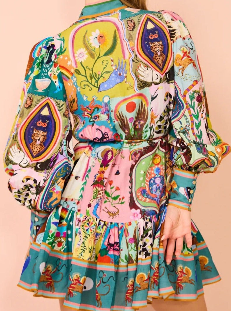 Lässige Mode Bedruckte Strickjacke Temperament Vielseitiges Kleid