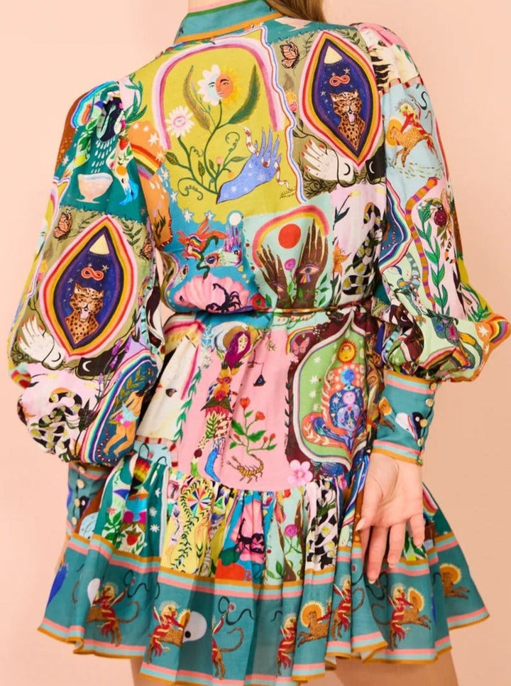 Lässige Mode Bedruckte Strickjacke Temperament Vielseitiges Kleid
