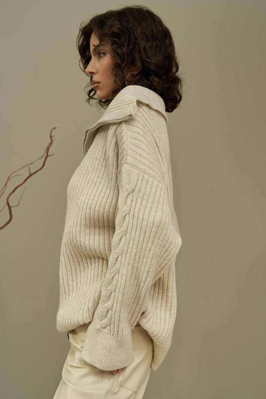 Julia | Damenpullover mit halbem Reißverschluss oversized