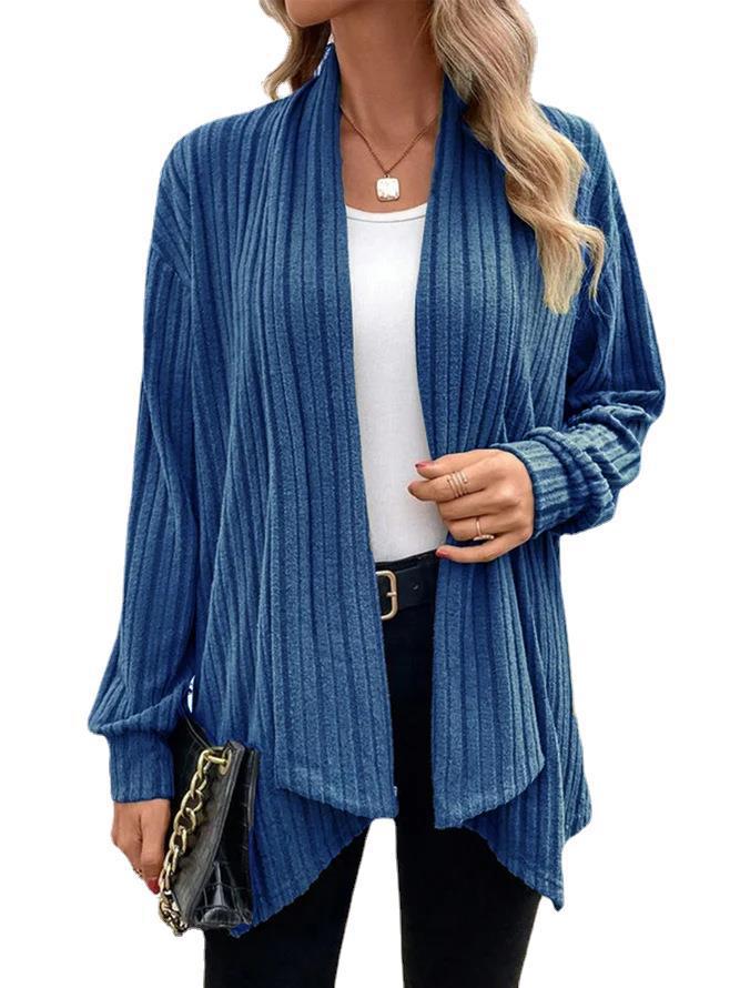 Johanna | Lässige Drapierte Cardigan aus Rippstoff