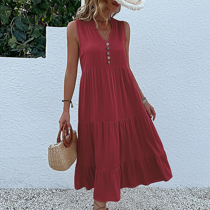 Smock-Kleid | Bequemes Freizeitkleid mit Knöpfen