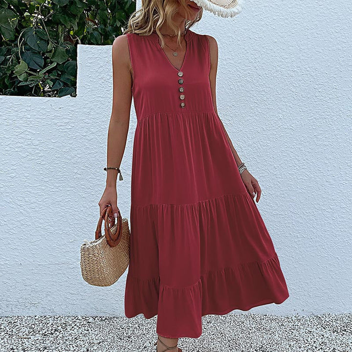 Smock-Kleid | Bequemes Freizeitkleid mit Knöpfen