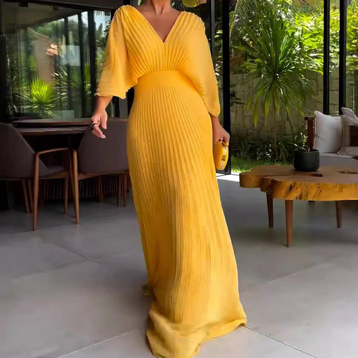Grace | Schwebendes geripptes Maxikleid
