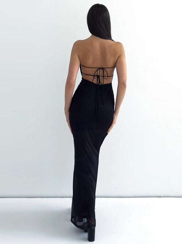 Maxikleid mit Blumendruck und offenem Rücken