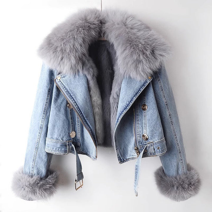 Olivia Klein | Premium Denim-Mantel in Luxusoptik