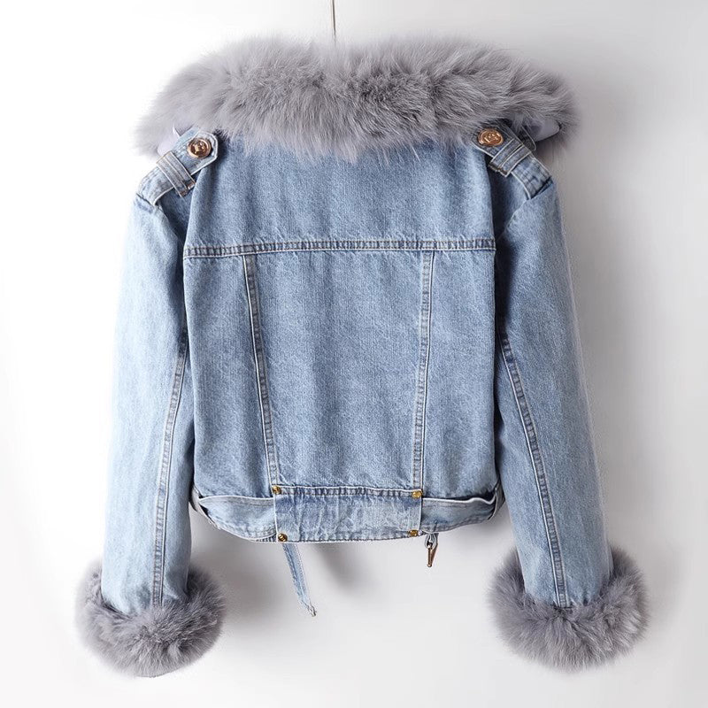 Olivia Klein | Premium Denim-Mantel in Luxusoptik