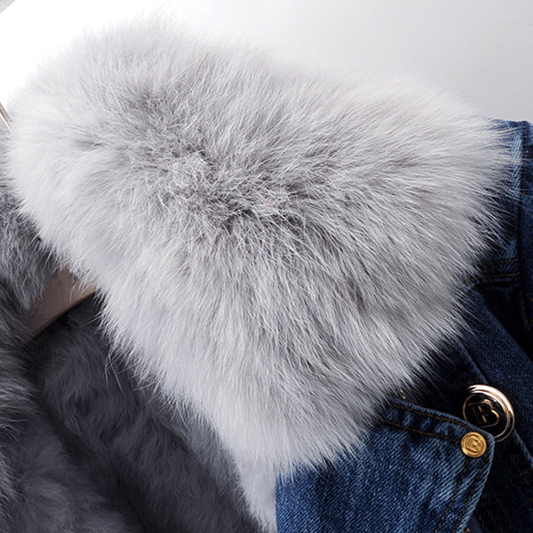 Olivia Klein | Premium Denim-Mantel in Luxusoptik