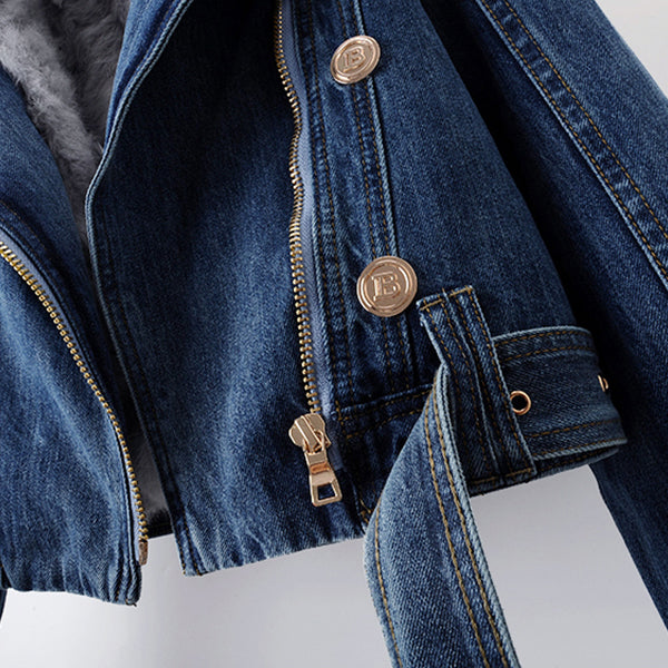 Olivia Klein | Premium Denim-Mantel in Luxusoptik