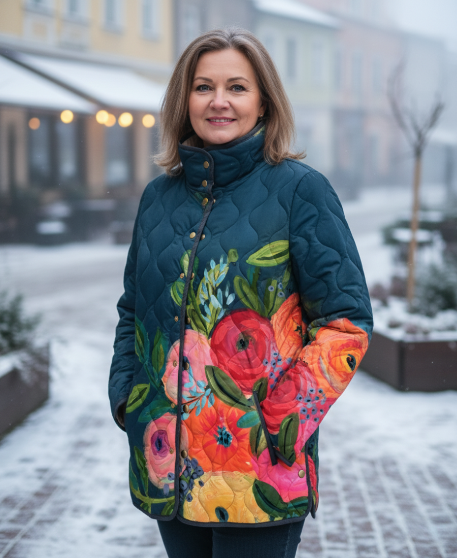Tina | Stylische Gequiltete Damenjacke mit Blumenprint