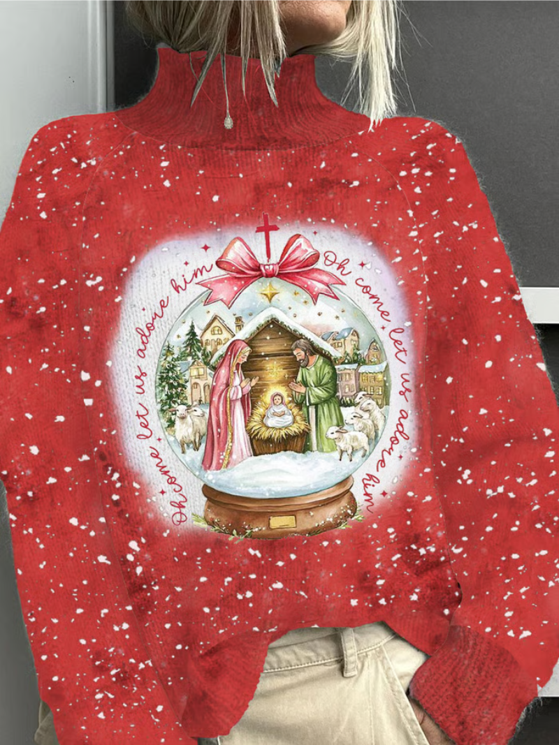 Faye | Damen Weihnachtspullover Mit Krippen-Design & Festlook