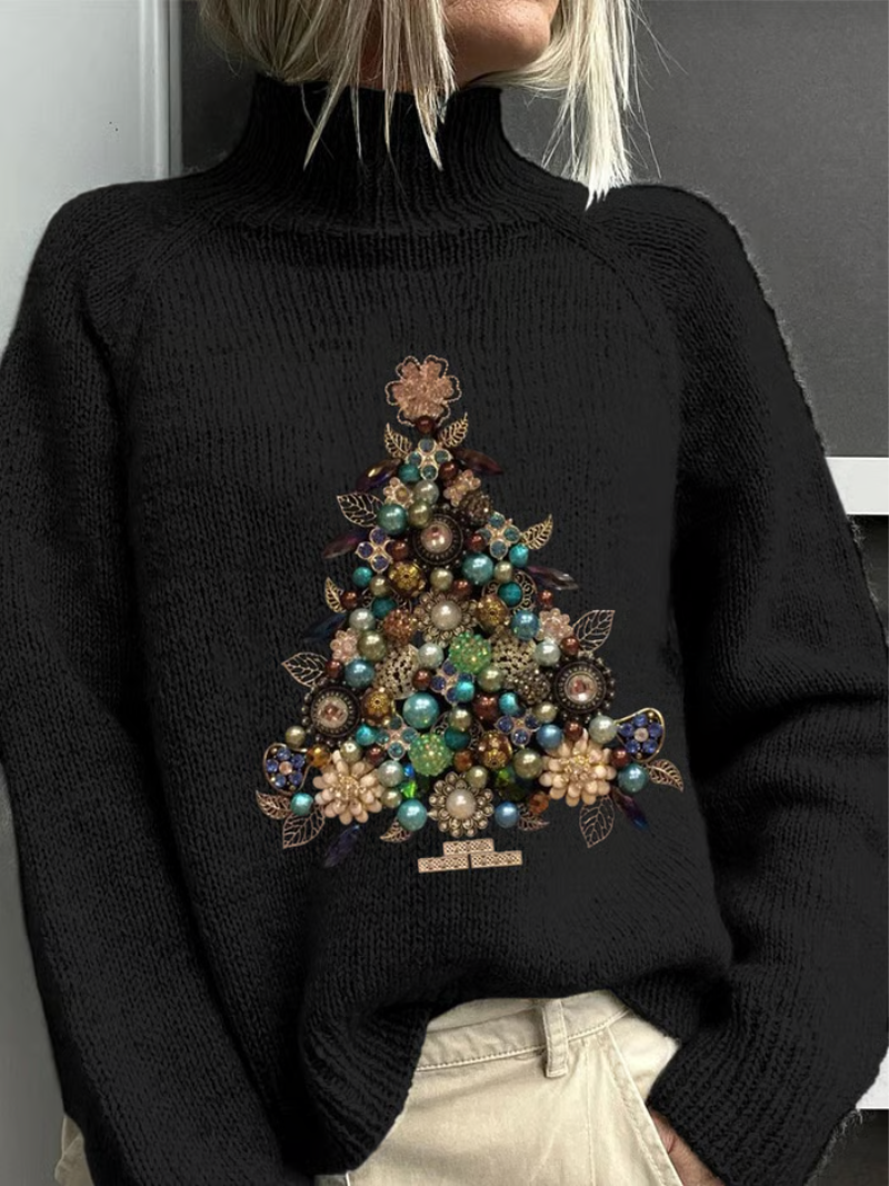 Kira | Damen Weihnachtspullover Mit Stilvollem Baum