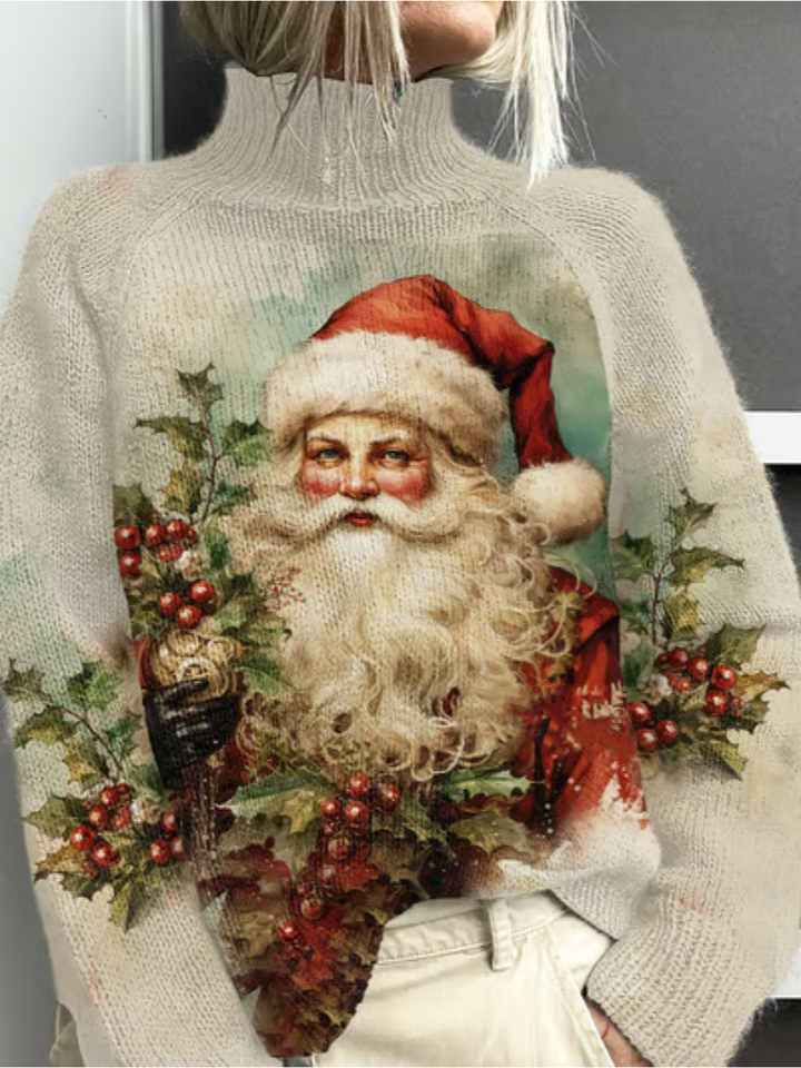 Lina | Festlicher Pullover Damen Mit Vintage Weihnachtsmann