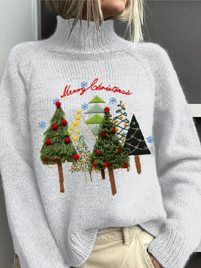 Nora | Damen Pullover Weihnachten Mit Tannenbaum Motiv