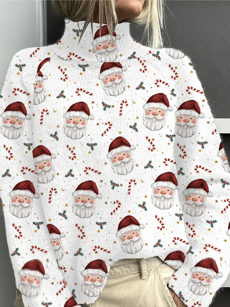 Zoe | Damen Pullover Weihnachten Mit Santa-Motiv Modern