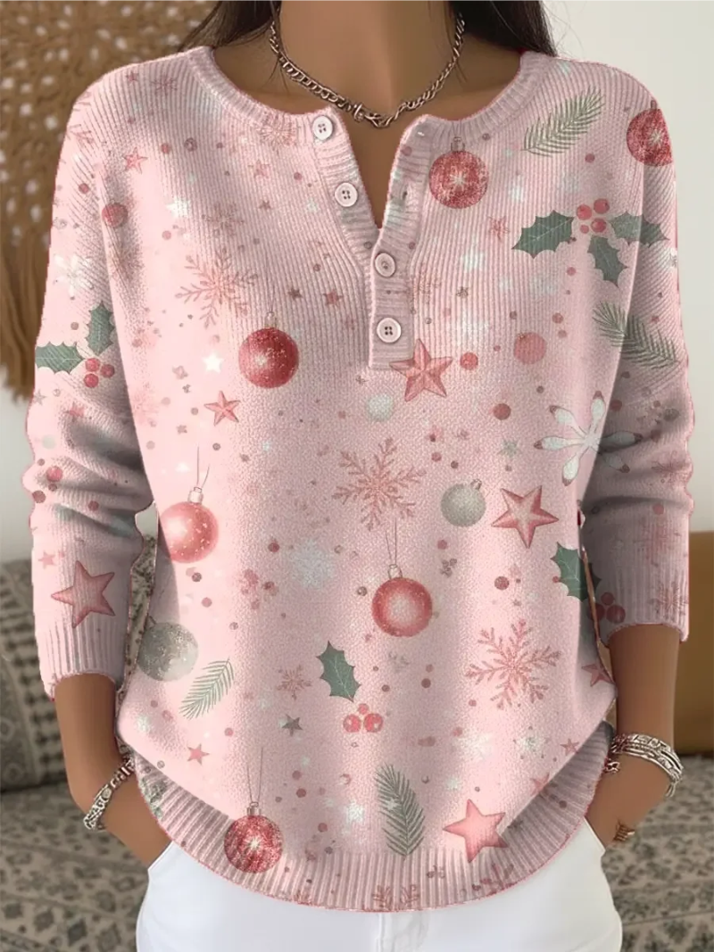 Nina | Weihnachts-Pullover Damen Mit Knopfverzierung