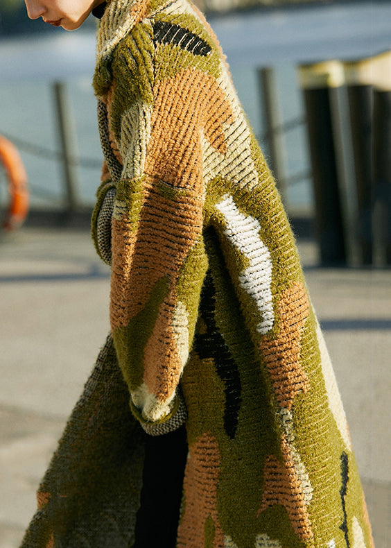 Peter-Pan-Kragen langer Strickmantel für den Herbst