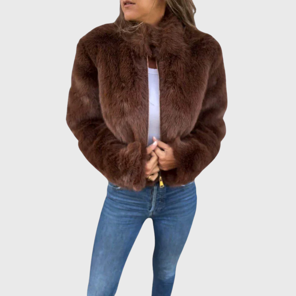 Alina | Warme Fleecejacke Damen Teddy modern chic